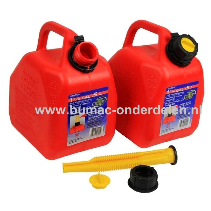 Handige jerrycan van 5 liter UN gekeurd. Met flexibele vulslang zodat je nooit meer morst. Verkrijgbaar in 5 liter, 10 liter, 20 liter. Gemaakt uit hoogwaardig kunststof. Aparte ventilatie. Speciaal ontwerp om makkelijk te gieten. UN-gekeurd  Morsvrij sys