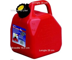 Handige jerrycan van 10  liter Met flexibele vulslang zodat je nooit meer morst. Verkrijgbaar in 5 liter, 10 liter, 20 liter. Gemaakt uit hoogwaardig kunststof. Aparte ventilatie. Speciaal ontwerp om makkelijk te gieten. Morsvrij systeem. De