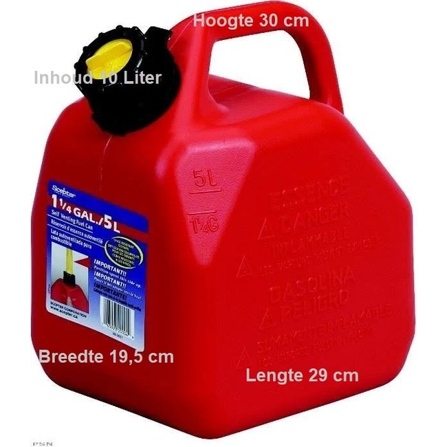 Handige jerrycan van 10  liter Met flexibele vulslang zodat je nooit meer morst. Verkrijgbaar in 5 liter, 10 liter, 20 liter. Gemaakt uit hoogwaardig kunststof. Aparte ventilatie. Speciaal ontwerp om makkelijk te gieten. Morsvrij systeem. De