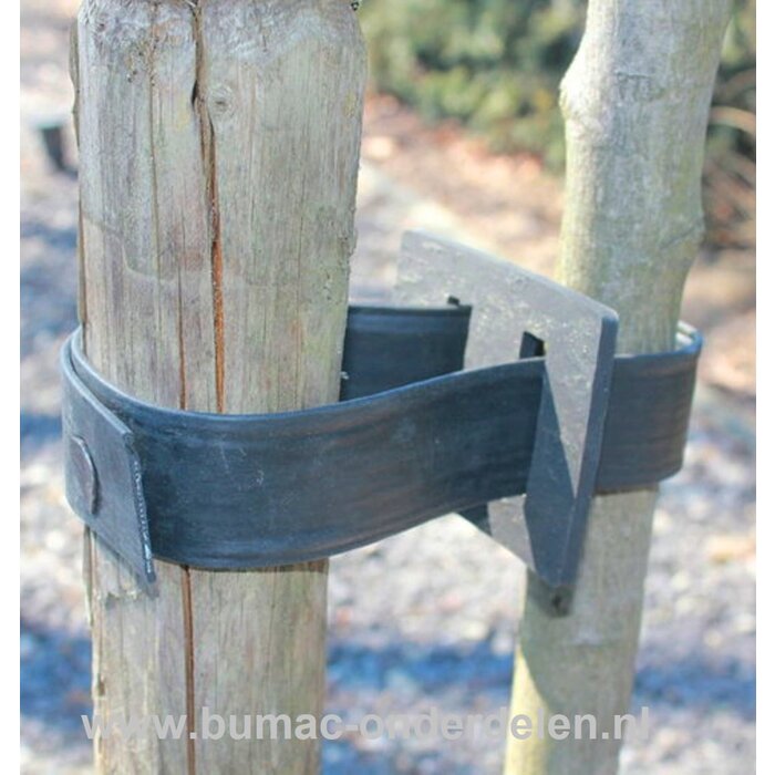 Aanschuiflus, boomband gesp, manchet, aanschuifmof ten behoeve van  Rubber Boomband Met de gesp kan de lengte van de boomband worden versteld en kan de boomband meegroeien met de dikte van de boom. Let wel op dat de boombanden niet te statisch worden beve