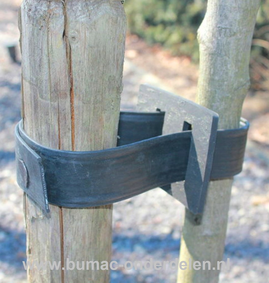 Aanschuiflus, boomband gesp, manchet, aanschuifmof ten behoeve van  Rubber Boomband Met de gesp kan de lengte van de boomband worden versteld en kan de boomband meegroeien met de dikte van de boom. Let wel op dat de boombanden niet te statisch worden beve