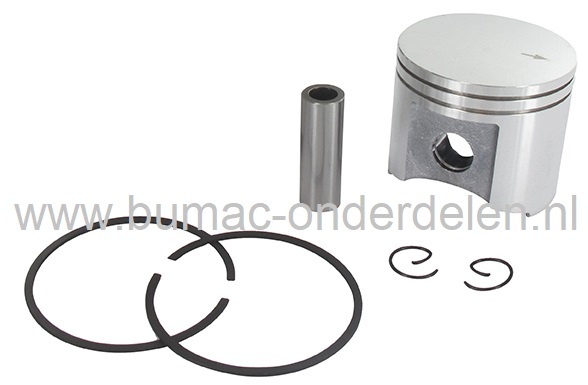 Zuigerset Ø 55 mm voor Husqvarna, Jonsered, Partner, McCulloch Kettingzaag, Motorzaag, HUSQVARNA 385, 385EPA, 385XP, 390, 390EPA, 390XP, JONSERED CS2186, CS2188, Zuiger Compleet met Zuigerveren, Pistonpen, Borgclips, Electrolux Kettingzagen, Motorzagen