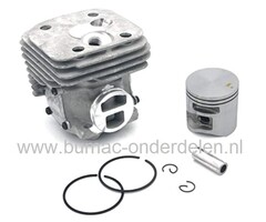Cilinderset Ø 50 mm voor Husqvarna, Jonsered, Partner, McCulloch Kettingzaag, Motorzaag, HUSQVARNA 365X-TORQ, JONSERED CS2166, Cylinder Compleet met Zuiger, Zuigerveren, Pistonpen, Borgclips, Electrolux 365X-TORQ, CS-2166 Kettingzagen, Motorzagen