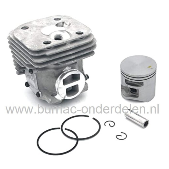 Cilinderset Ø 50 mm voor Husqvarna, Jonsered, Partner, McCulloch Kettingzaag, Motorzaag, HUSQVARNA 365X-TORQ, JONSERED CS2166, Cylinder Compleet met Zuiger, Zuigerveren, Pistonpen, Borgclips, Electrolux 365X-TORQ, CS-2166 Kettingzagen, Motorzagen