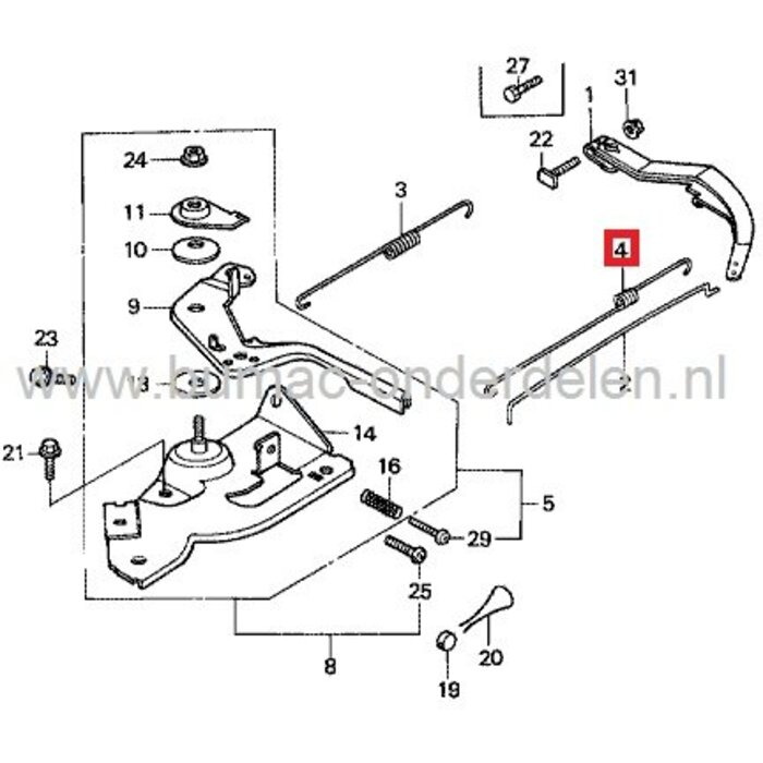 Regulateurveer voor Honda GX110 en GX120 Motor met Horizontale Krukas op Generator - Trilplaat - Tuinfrees - Waterpomp - Houtversnipperaar - Aggregaat enz, Terugstelveer, Smoorklep, onderdeel, GX 110, GX 120