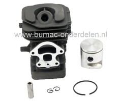 Cilinderset Ø 39 mm voor Husqvarna 230, 235, 235E, 236, 236E, 240, 240E, Jonsered CS2234, CS2234S, CS2238, CS2238S, McCulloch CS340, CS380, Kettingzaag, Motorzaag, Cylinder Compleet met Zuiger, Zuigerveer, Pistonpen, Borgclips, Partner, Electrolux CS-223