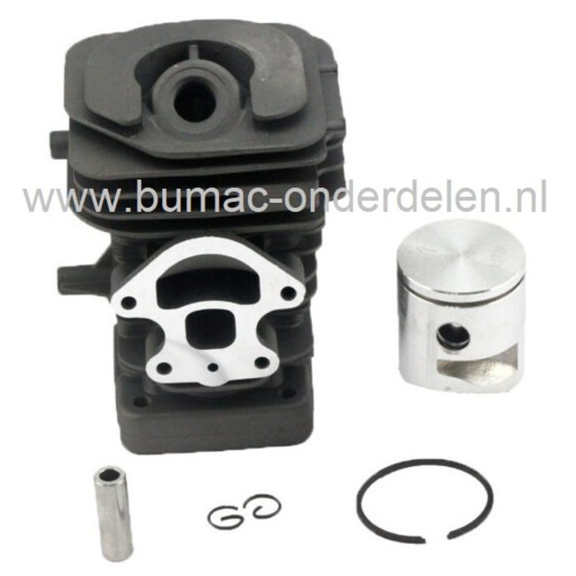 Cilinderset Ø 39 mm voor Husqvarna 230, 235, 235E, 236, 236E, 240, 240E, Jonsered CS2234, CS2234S, CS2238, CS2238S, McCulloch CS340, CS380, Kettingzaag, Motorzaag, Cylinder Compleet met Zuiger, Zuigerveer, Pistonpen, Borgclips, Partner, Electrolux CS-223