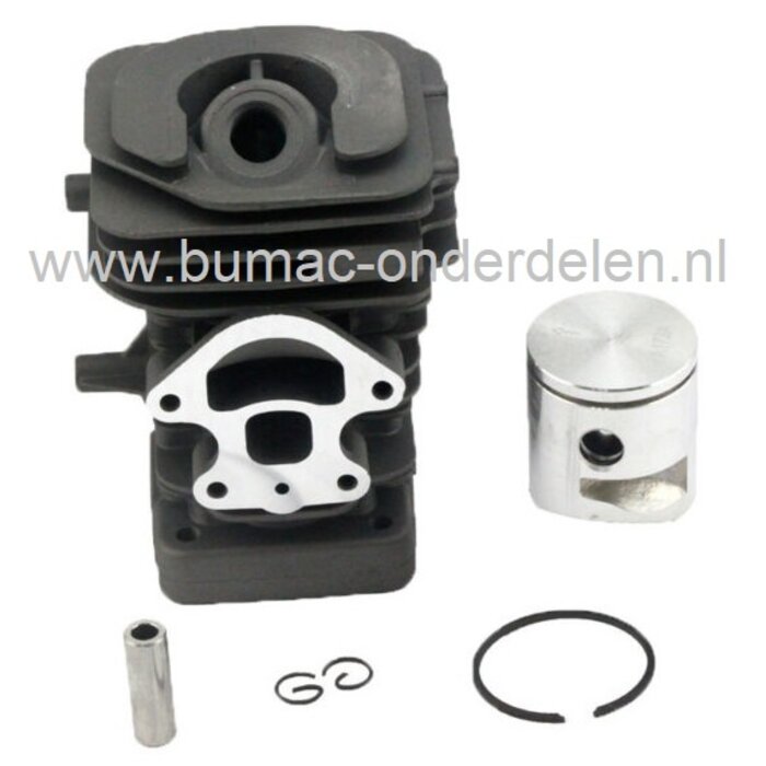Cilinderset Ø 39 mm voor Husqvarna 230, 235, 235E, 236, 236E, 240, 240E, Jonsered CS2234, CS2234S, CS2238, CS2238S, McCulloch CS340, CS380, Kettingzaag, Motorzaag, Cylinder Compleet met Zuiger, Zuigerveer, Pistonpen, Borgclips, Partner, Electrolux CS-223