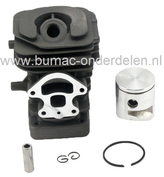 Cilinderset Ø 39 mm voor Husqvarna 230, 235, 235E, 236, 236E, 240, 240E, Jonsered CS2234, CS2234S, CS2238, CS2238S, McCulloch CS340, CS380, Kettingzaag, Motorzaag, Cylinder Compleet met Zuiger, Zuigerveer, Pistonpen, Borgclips, Partner, Electrolux CS-223