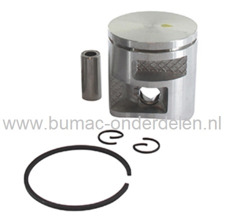 Zuigerset Ø 41 mm voor Husqvarna 135, 135E, 140, 140E, 435, 435E, 435E II, 435 II, 440E, 440e II, 440 II, Jonsered CS2240, CS2240 II, CS2240S II, Mc Culloch CS350, CS390, CS410, Zenoah GZ381, Kettingzaag, Motorzaag, Zuiger met Zuigerveer, Pistonpen, Borgc