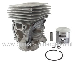 Cilinderset Ø 42 mm voor Husqvarna 445, 445E, 450, 450E, Jonsered CS2245, CS2245S, CS2250S, Kettingzaag, Motorzaag, Cylinder Compleet met Zuiger, Zuigerveer, Pistonpen, Borgclips, Partner, Kettingzagen, Motorzagen