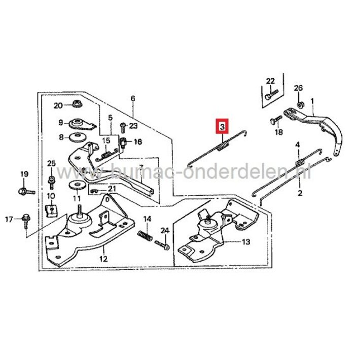 Regulateurveer voor Honda GX140 en GX160 Motor met Horizontale Krukas op Trilplaat - Tuinfrees - Houtversnipperaar - Waterpomp - Aggregaat - Generator, onderdeel, regulateur veer, regel veer, GX 140 GX 160