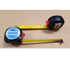 Stalen Rolmaat  3 Mtr x 16 mm met Bevestigingsclip en Terugloopstop Maten in Millimeters Centimeter, Rolbandmaat, Meetlint, Maatlint