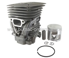 Cilinderset Ø 47 mm voor Husqvarna 455E, 455 Rancher, Jonsered CS2255 55cc Hobby Kettingzaag, Motorzaag, Cylinder Compleet met Zuiger, Zuigerveer, Pistonpen, Borgclips, Partner, Kettingzagen, Motorzagen onderdeel