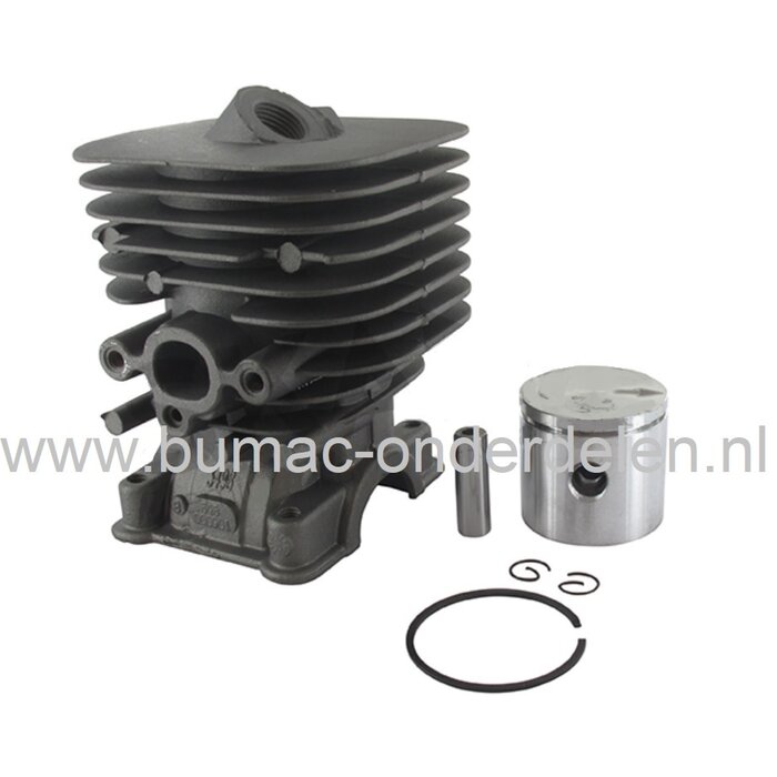 Cilinderset Ø 35 mm voor Husqvarna 124C, 124L, 125C, 125E, 125L, 125LD, 125LDX, 125R, 125RJ, Jonsered BC2126, CC2126, GC2126C, GT2126 Bosmaaiers, Bermmaaiers, Trimmers, Cylinder Compleet met Zuiger, Zuigerveer, Pistonpen, Borgclips, Partner, BC-2126, CC-2