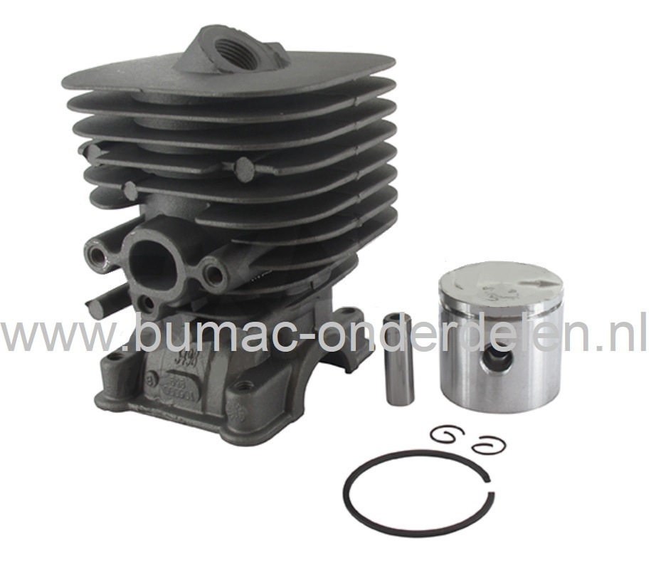 Cilinderset Ø 35 mm voor Husqvarna 124C, 124L, 125C, 125E, 125L, 125LD, 125LDX, 125R, 125RJ, Jonsered BC2126, CC2126, GC2126C, GT2126 Bosmaaiers, Bermmaaiers, Trimmers, Cylinder Compleet met Zuiger, Zuigerveer, Pistonpen, Borgclips, Partner, BC-2126, CC-2
