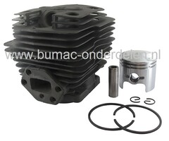Cilinderset Ø 40 mm voor Husqvarna 143RII en 143AE15, Bosmaaier, Bermmaaier, Motorzeis, Grondboor, Cylinder Compleet met Zuiger, Zuigerveer, Pistonpen, Borgclips voor Electrolux 143-R-II, 143-AE-15