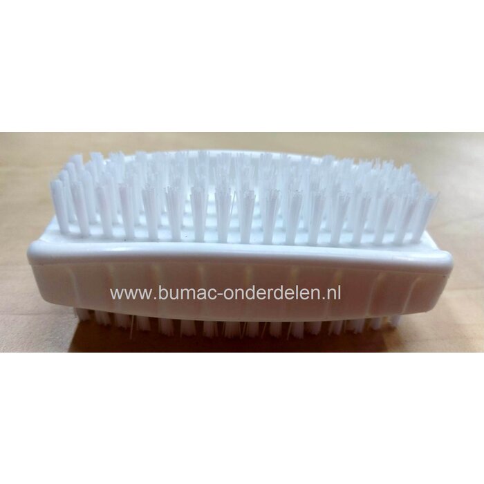 Kunststof Nagelborstel tweezijdig met Fiber vezel, tweezijdig te gebruiken Smalle kant hard schurend Brede kant middelhard.  Werkplaatsuitrusting, reinigingsmiddel voor handen