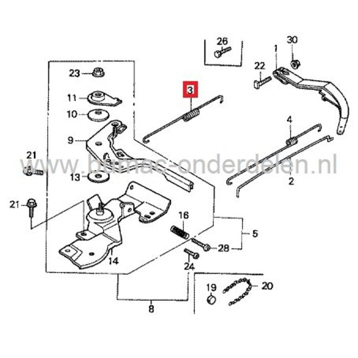 Honda Regulateurveer GX110 - GX120 - GX140 - GX160 Motor met Horizontale Krukas op Aggregaat - Generator - Trilplaat - Tuinfrees - Waterpomp - Houtversnipperaar enz