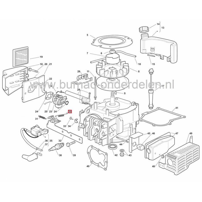Stiga Regulateurveer SV35 - SV40 - SV150 - RM45 - REM50 - REM54 Motor, Castelgarden ES46TR - ES464TR - ES464TRE, Mountfield, Alpina, Grasmaaier - Benzinemaaier - Cirkelmaaier - Loopmaaier
