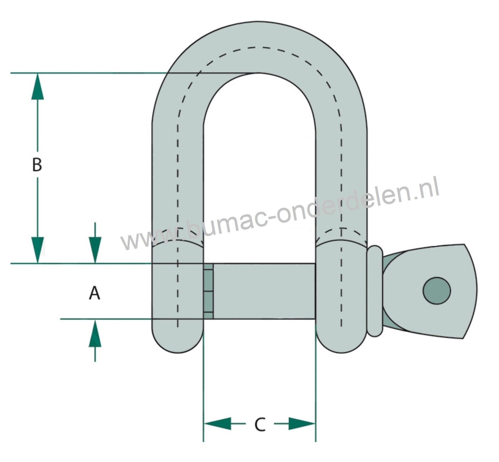 D-sluiting 9/16, 14x55x29, verzinkt, met borgbout. D-sluitingen worden veel gebruikt om een sterke verbinding te leggen. De D-sluiting biedt minder bewegingsruimte dan de H-sluiting. Sluiting rechte vorm'