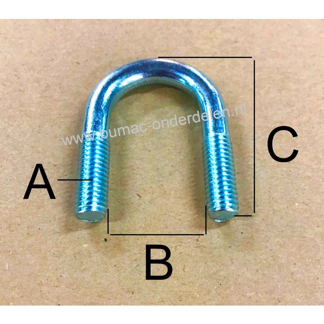 Stalen Halfronde U-beugel M8 Op de uiteinden voorzien van schroefdraad U-beugel met schroefdraad, Rondstaalbeugel voor een flexibele bevestiging van pijpleidingen Draadklemmen worden veelal gebruikt bij ondersteuning van buizen