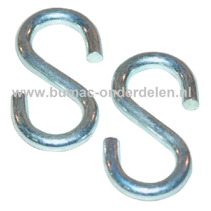Stalen S-haak Ø 6mm verzinkt voor Ophanging Zitmaaier - Frontmaaier Maaidek,  S-haken voor Kettingen, Staalkabels waar van alles aan kunt ophangen S haken zijn voor vele doeleinden te gebruiken en staan ook heel decoratief