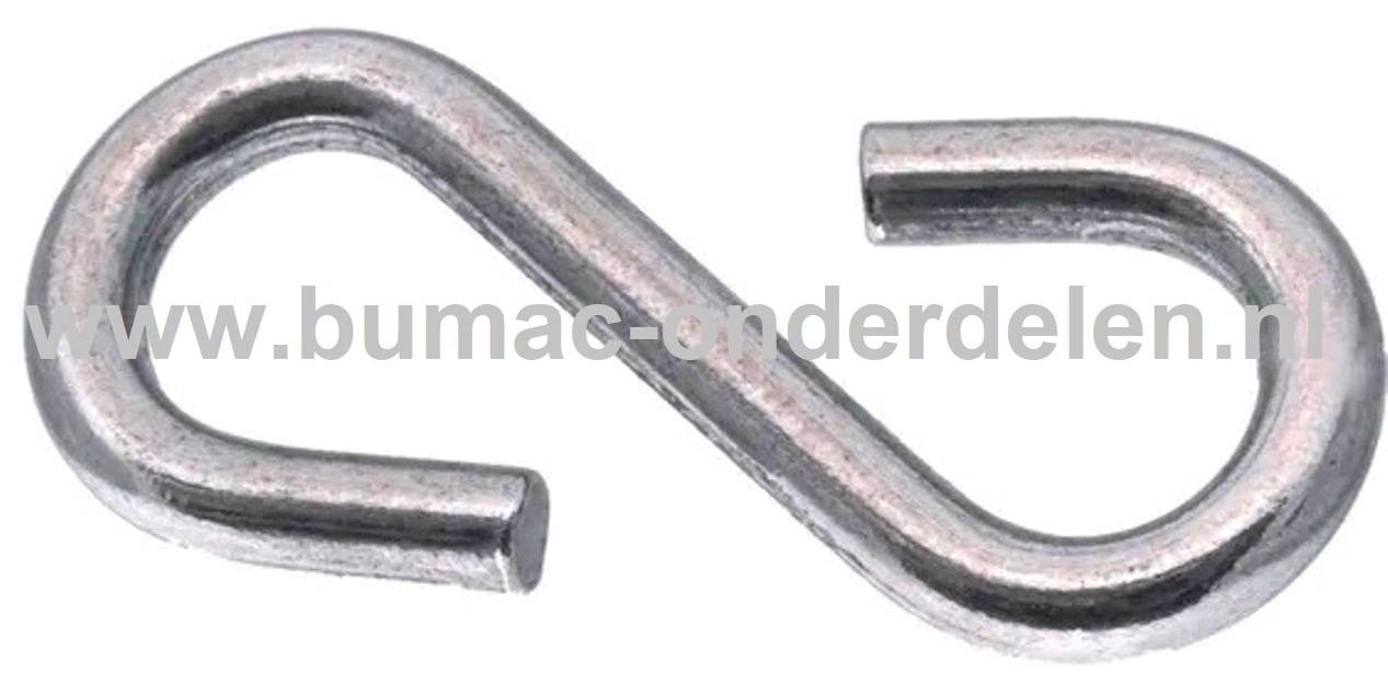 Stalen S-haak Ø 8mm verzinkt voor Ophanging Zitmaaier - Frontmaaier Maaidek, S-haken voor Kettingen, Staalkabels waar van alles aan kunt ophangen S haken zijn voor vele doeleinden te gebruiken en staan ook heel decoratief