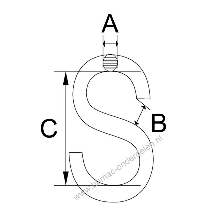Stalen S-haak Ø 10mm verzinkt voor Ophanging Zitmaaier - Frontmaaier Maaidek,  S-haken voor Kettingen, Staalkabels waar van alles aan kunt ophangen S haken zijn voor vele doeleinden te gebruiken en staan ook heel decoratief