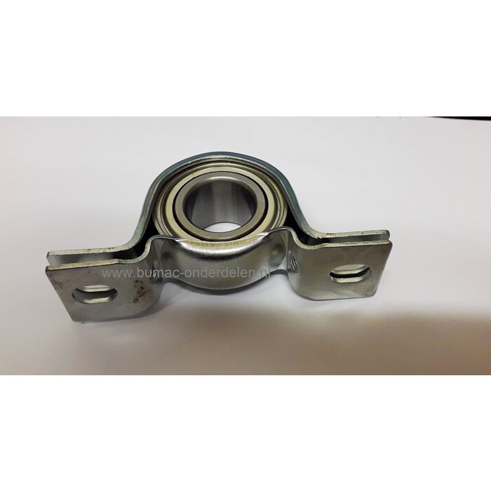 Lager met Houder voor Pilote 88  S455, S460, Verticuteermachine Aslager voor onder andere met 2 zijdig slepend rubber Kogellager met Houder S 455, S 460,   Binnendiameter: Ø 25 mm, Bevestigingsgaten: Ø 14 mm, HoH: 87 mm, Bi Ø 25 mm