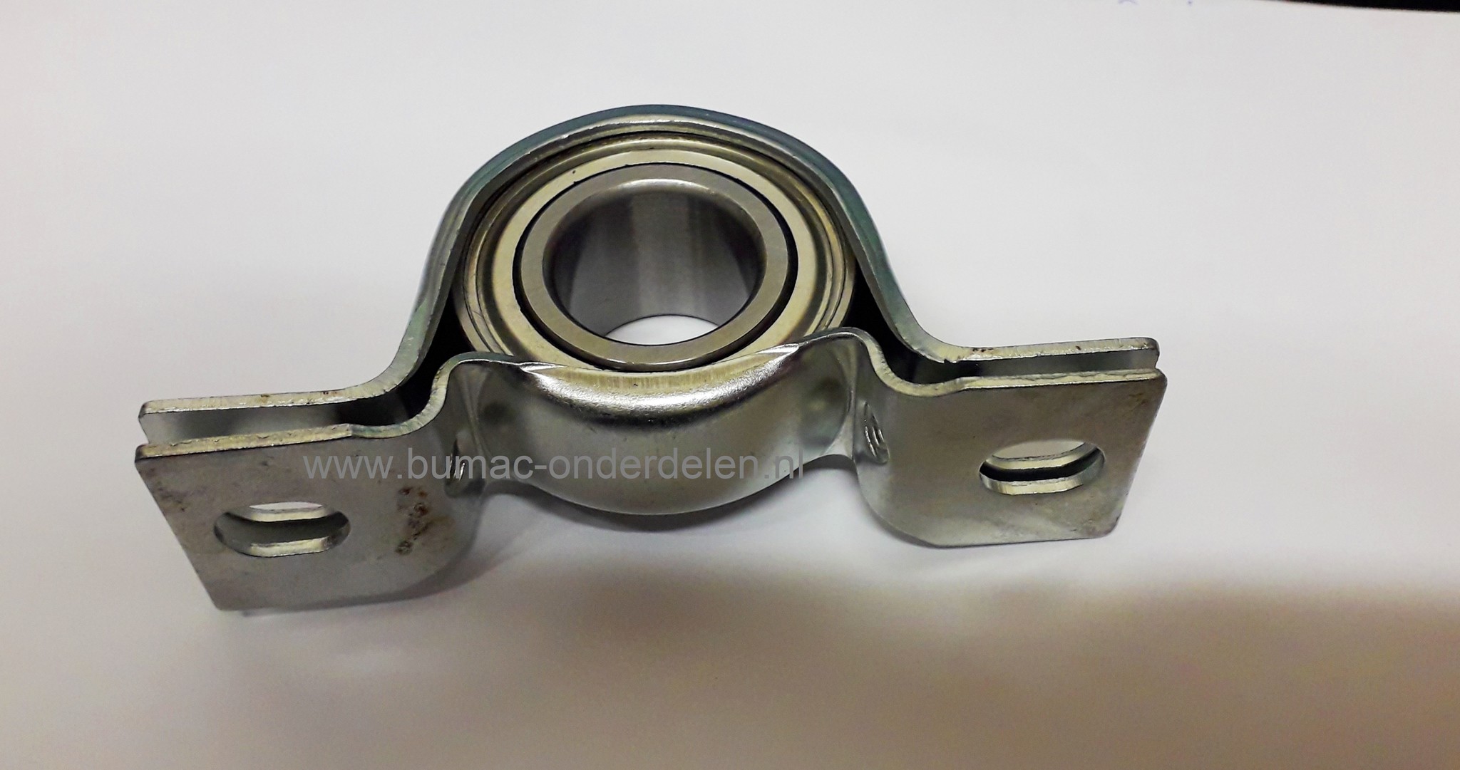 Lager met Houder voor Pilote 88  S455, S460, Verticuteermachine Aslager voor onder andere met 2 zijdig slepend rubber Kogellager met Houder S 455, S 460,   Binnendiameter: Ø 25 mm, Bevestigingsgaten: Ø 14 mm, HoH: 87 mm, Bi Ø 25 mm