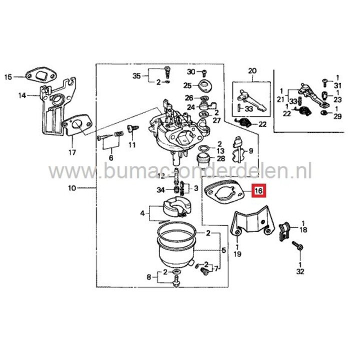 Tussenring  voor Carburateur Honda GX110 - GX120 - GX140 - GX160 - GX200 en GXV140 Motor op Aggregaat - Tuinfrees - Waterpomp - Houtversnipperaar - Generator, Honda Carburateur Pakking