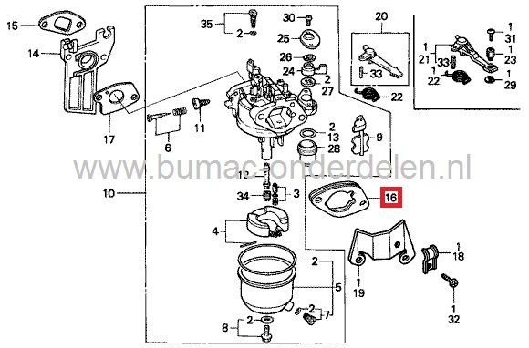 Tussenring  voor Carburateur Honda GX110 - GX120 - GX140 - GX160 - GX200 en GXV140 Motor op Aggregaat - Tuinfrees - Waterpomp - Houtversnipperaar - Generator, Honda Carburateur Pakking
