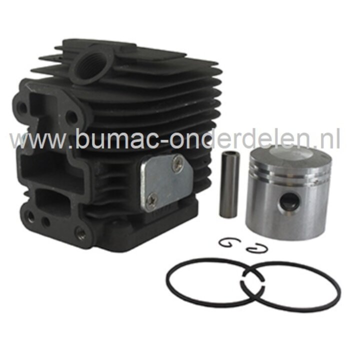 Cilinderset Ø 34 mm voor Kawasaki TJ27E Bosmaaier, Trimmer, KAWASAKI Cylinder Compleet met Zuiger, Zuigerveren, Pistonpen en Borgclips voor TJ-27-E Bermmaaier, Motorzeis