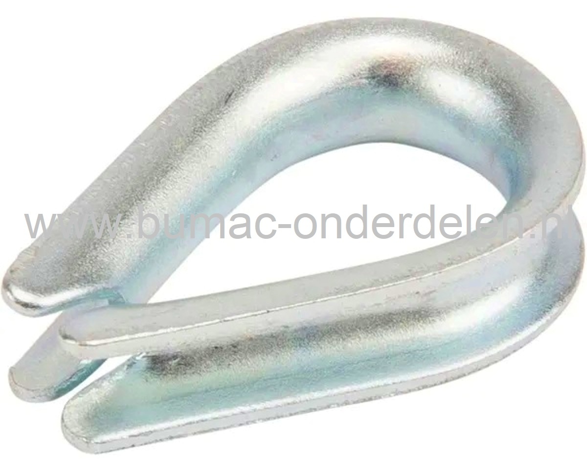 Staaldraadkous 10mm verzinkt Voorgevormde lus voor staaldraadkabel, Voor de versteviging van ogen op staaldraad, druppelvorm, gegalvaniseerd. Staaldraadkous voor het versterken van een staaldraad lus. De draadkous zorgt ervoor dat de krachten op de staalk