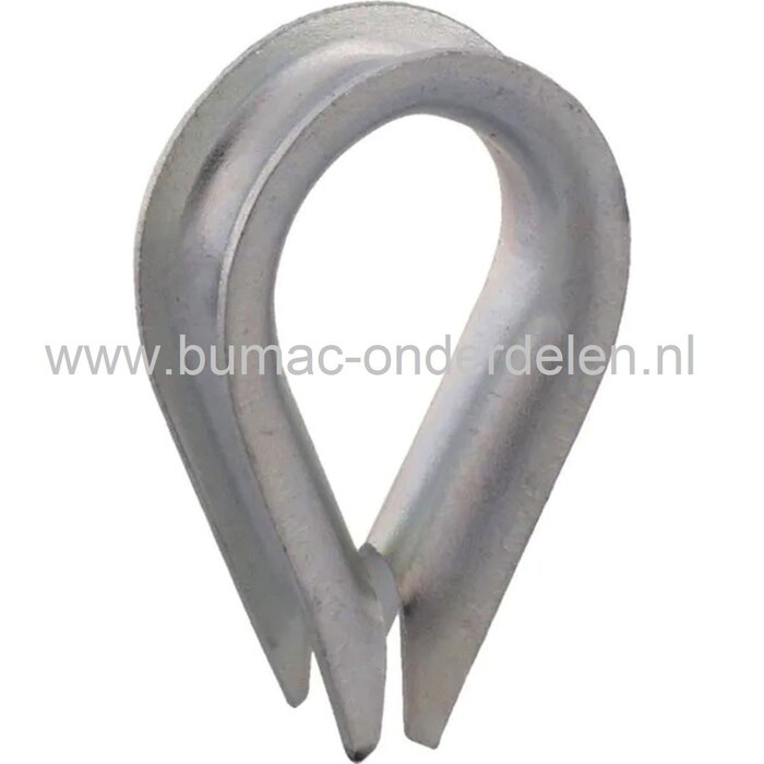 Staaldraadkous 10mm verzinkt Voorgevormde lus voor staaldraadkabel, Voor de versteviging van ogen op staaldraad, druppelvorm, gegalvaniseerd. Staaldraadkous voor het versterken van een staaldraad lus. De draadkous zorgt ervoor dat de krachten op de staalk