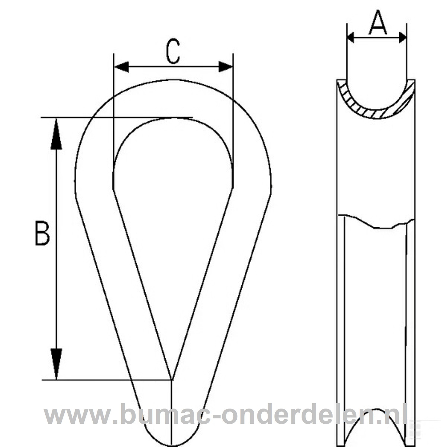 Staaldraadkous 12mm verzinkt Voorgevormde lus voor staaldraadkabel, Voor de versteviging van ogen op staaldraad, druppelvorm, gegalvaniseerd. Staaldraadkous voor het versterken van een staaldraad lus. De draadkous zorgt ervoor dat de krachten op de staalk