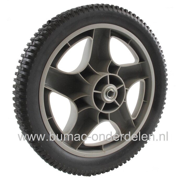 Achterwiel voor Husqvarna, Craftsman, Jonsered, Lazer, Partner, McCulloch, Wizard, Bestgreen, Grasmaaier 7021 CH1, R53 SVW, BH55Y21 RH,  EDITION 1 - 1-R - 1XXL - 1 XXL-R, BM6TGRDED, BM6TGR31A, Grasmaaierwiel Grasmachine