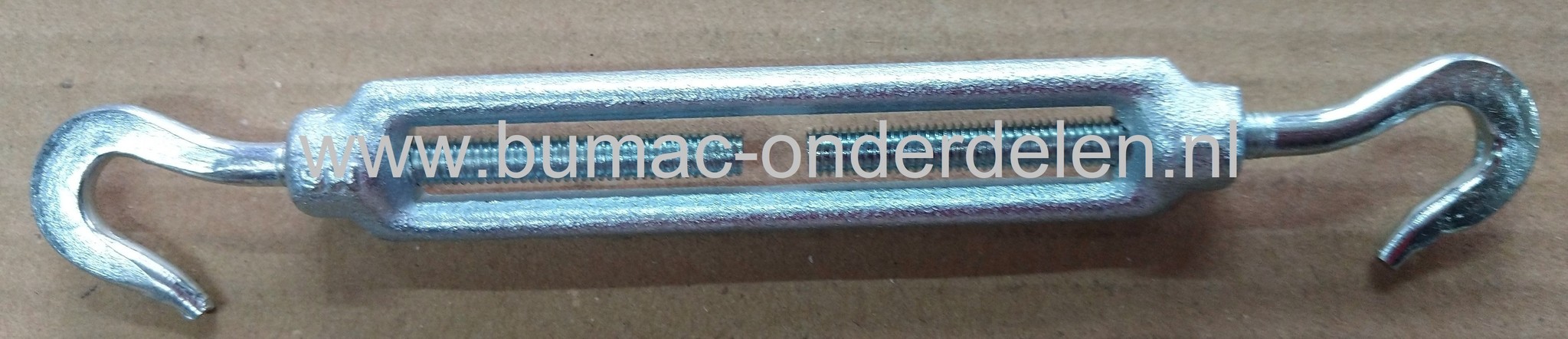 Spanschroef M12 - verzinkt-haak/haak- kan een ketting of kabel op spanning gebracht worden. Voor het opspannen van Constructies , Machines, Magazijnstellingen, Staalkabels, Spanwartel, Spanschroef, Schroefspanner of Draadspanner DIN1480