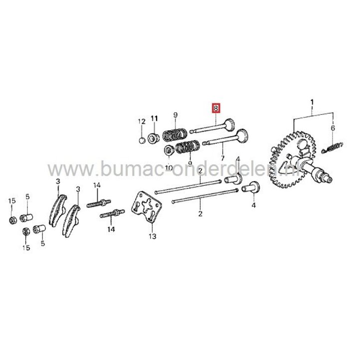 Honda Uitlaatklep GX160 en GX200 Motor Trilplaat, Waterpomp, Tuinfrees, Aggregaat, Generator, Houtversnipperaar, Verticuteermachine, Kooimaaier, Veegmachine, Hakselaar, Kantensnijder Honda GX 160, GX 200 Motor