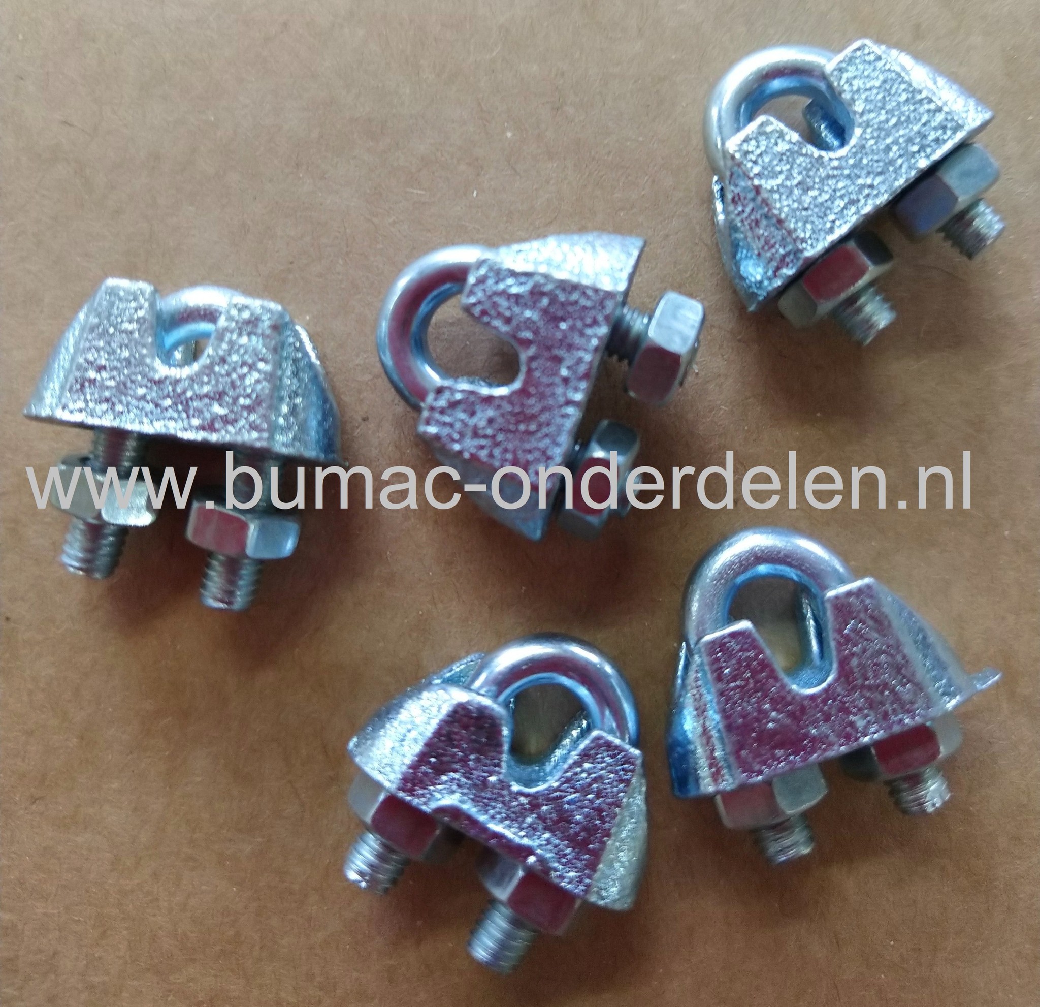 Draadklem voor Max 6,5 mm Staaldraad met moeren verzinkt .Staaldraadklem voor het bevestigen van staaldraad  De draadklemmen met moeren zijn ideaal voor het bevestigen van verzinkte staalkabel en rvs staalkabel.