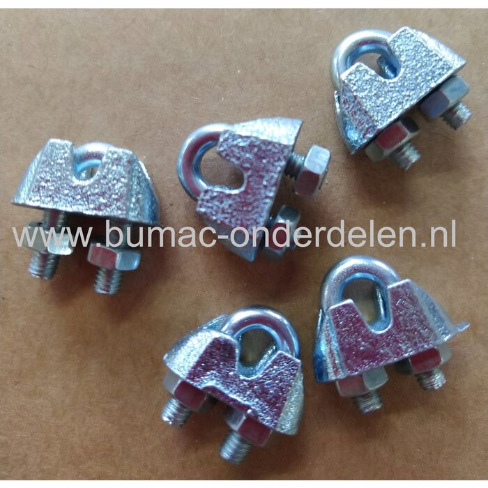 Draadklem voor Max 10 mm Staaldraad met moeren verzinkt .Staaldraadklem voor het bevestigen van staaldraad  De draadklemmen met moeren zijn ideaal voor het bevestigen van verzinkte staalkabel en rvs staalkabel.