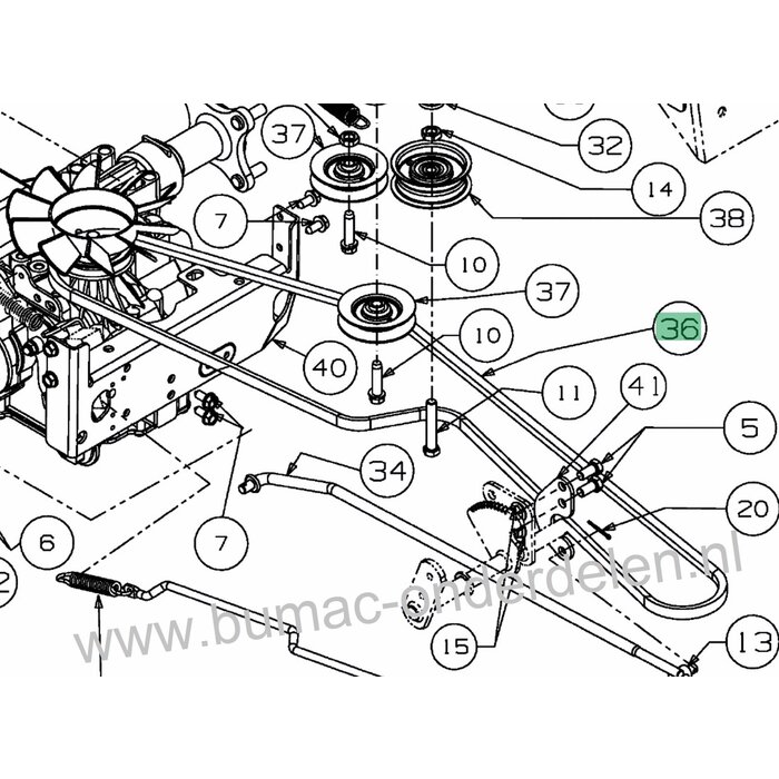 V snaar Maaidek / Rijaandrijving MTD, CubCadet, Wolf, Bolens, Yardman, White, Zitmaaiers, 756 - 757 - 800 - 806, 18 Pk, 46 Inch (117 cm) Maaidek met Zijuitworp
