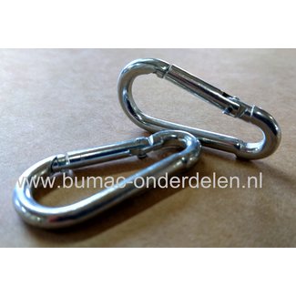 Karabijnhaak 4x42 mm verzinkt Karabijnhaken of Festonhaken kunnen makkelijk bevestigd worden en weer losgemaakt worden Schalmkettingen, Staalkabels, Touw,  Bergsport Hondensport Paardensport