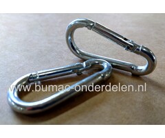 Karabijnhaak 11x121 mm verzinkt Karabijnhaken of festonhaken kunnen makkelijk bevestigd worden en weer losgemaakt worden Schalmkettingen, Staalkabels, Touw,  Bergsport Hondensport Paardensport