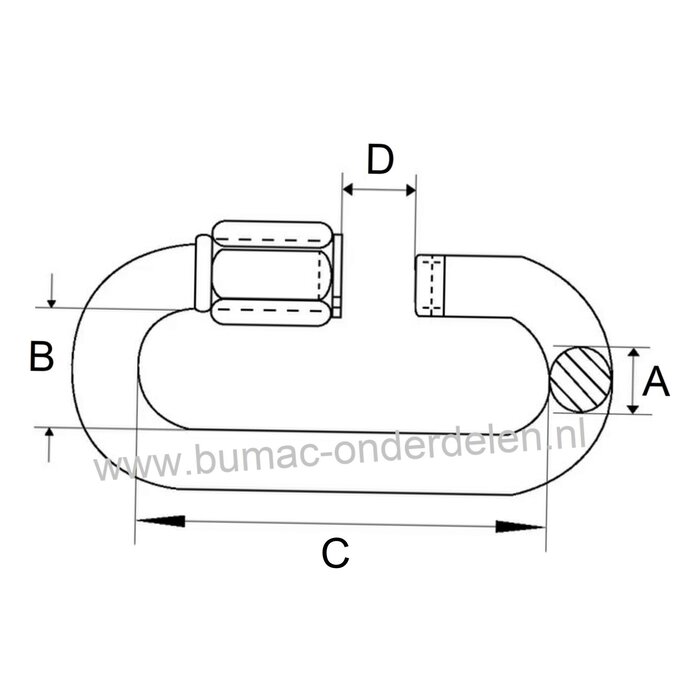 Noodschalm Ø 8,0mm  met schroef met moer van normstaal, galvanisch verzinkt De Noodschalm van verzinkt staal gebruikt u om een gebroken ketting te repareren of een ketting te verstevigen. U kunt met de Noodschalm ook twee kettingen aan elkaar verbinden