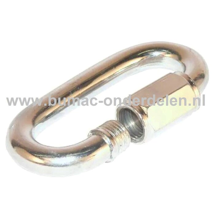 Noodschalm Ø 10,0mm  met schroef met moer van normstaal, galvanisch verzinkt De Noodschalm van verzinkt staal gebruikt u om een gebroken ketting te repareren of een ketting te verstevigen. U kunt met de Noodschalm ook twee kettingen aan elkaar verbinden