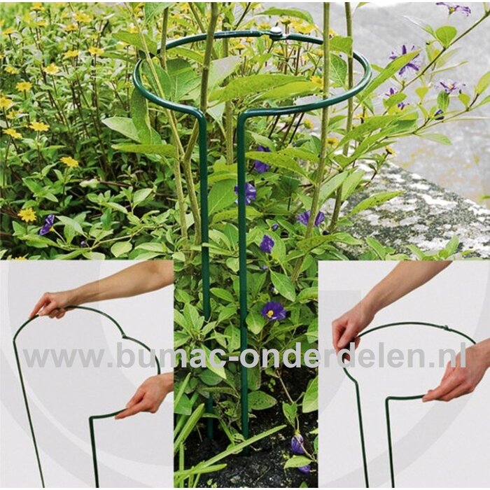 Struiksteun 70 cm, Ø 0,6cm draaddikte,  groen, Ø 30 cm  volledig rond, verstelbaar. Struiksteunen, Plantensteun rond, Ronde steun voor struiken of vaste planten, Gemaakt van weerbestendig rond staal, Bedekt met groene polyester lak. Variabel instelbaar, d