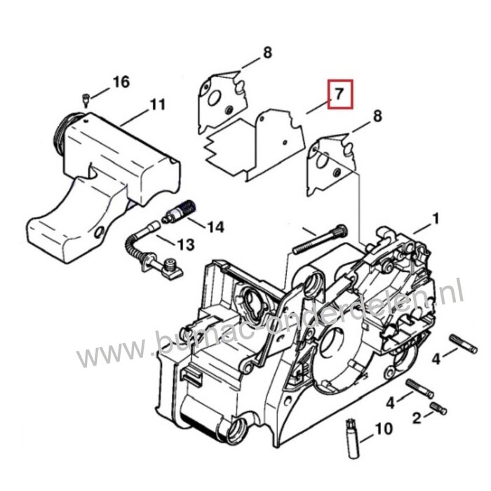 Hitteschild voor Stihl Kettingzaag 017, 018, MS170, MS170C, MS170D, MS180, MS180C, STIHL Koelplaat voor Motorzaag 017, 018, MS-170, MS-170C, MS-170D, MS-180, MS-180C, Warmteplaat, Warmteschild