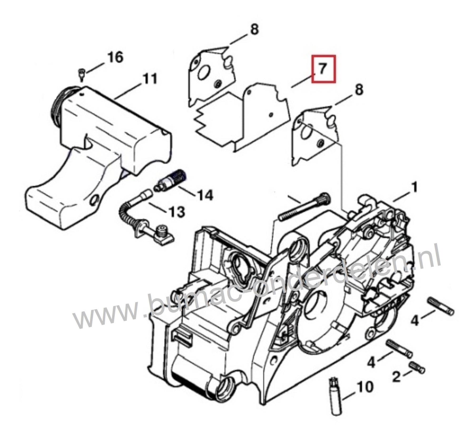 Hitteschild voor Stihl Kettingzaag 017, 018, MS170, MS170C, MS170D, MS180, MS180C, STIHL Koelplaat voor Motorzaag 017, 018, MS-170, MS-170C, MS-170D, MS-180, MS-180C, Warmteplaat, Warmteschild